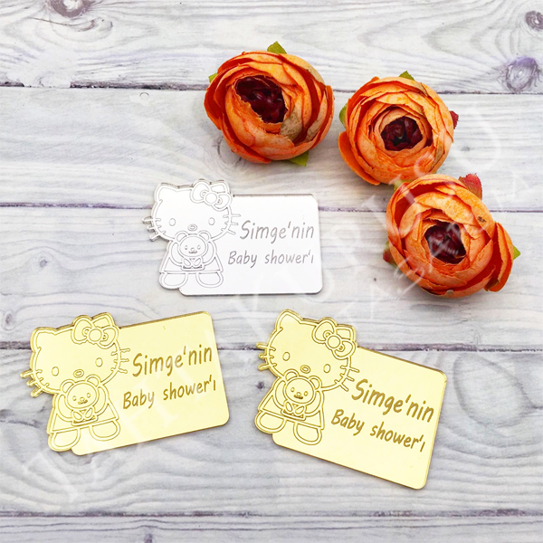 Pleksi ayna lazer kesim Baby Shower Hello Kity